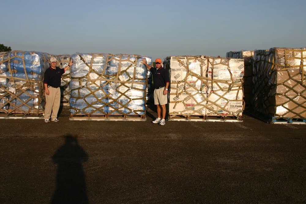  Pallets of supplies ranging from generators, bottled water, to MREs  