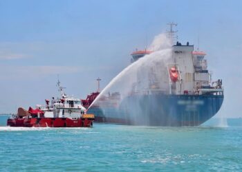 Tanker catches fire in Singapore waters