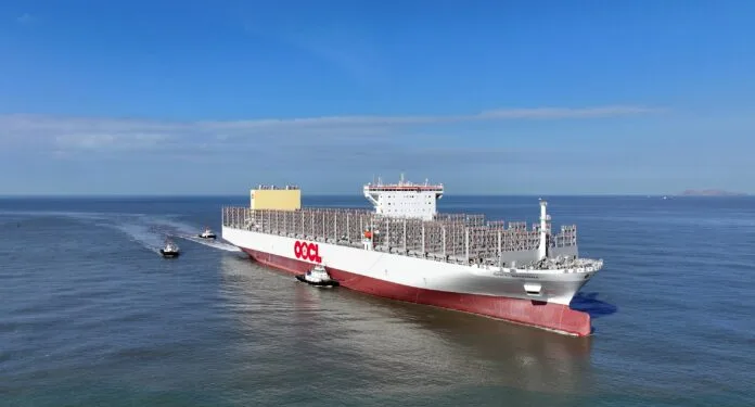 OOCL names its newbuild 16,800 TEU vessel in China