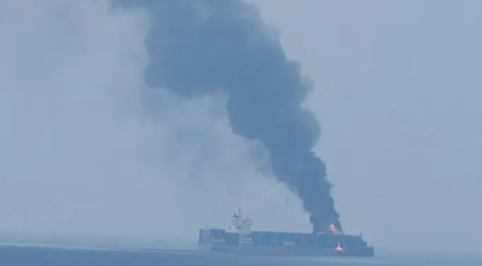 Boxship explodes off Yemen