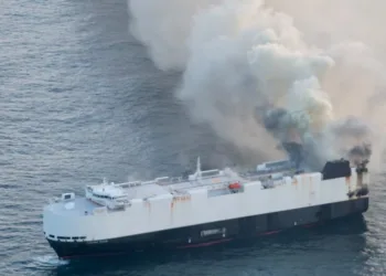 Smoke still seen rising from abandoned car carrier