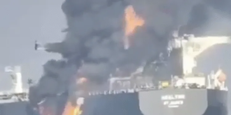 WATCH: ‘Dark fleet’ tanker collision sparks fire near Strait of Hormuz